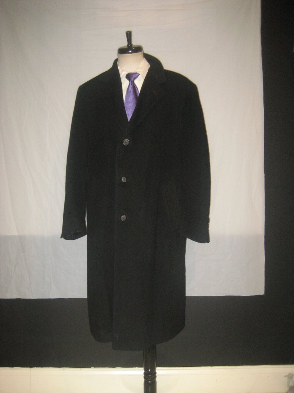 RALPH LAUREN BLACK CASHMERE TRENCH OVERCOAT COAT sz 44R (LX)